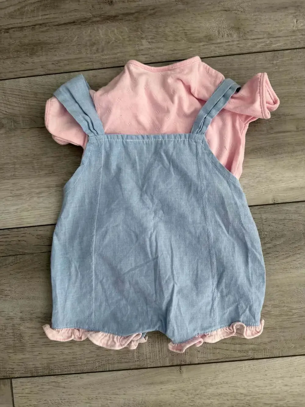 Vintage 90s Sesame Street Elmo's Garden Overalls Size 3/6M Blue Pink Romper Set